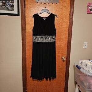 dressbarn Black Maxi Dress with Silver Embellished Waist